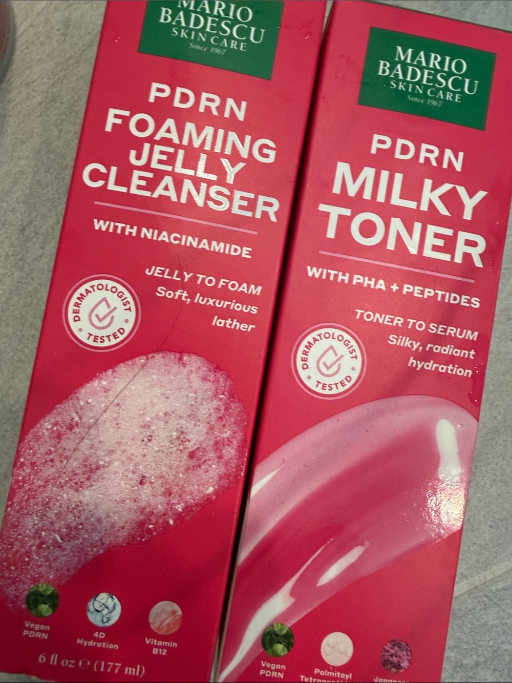 Mario Badescu PDRN set Foaming Jelly Cleanser and milky toner new in box